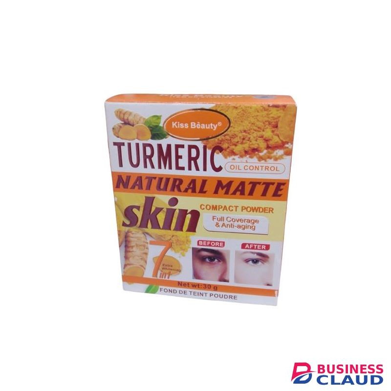 Kiss Beauty Turmeric Natural Matte Skin Compact Powder - Oil Control, Full Coverage & Anti-Aging