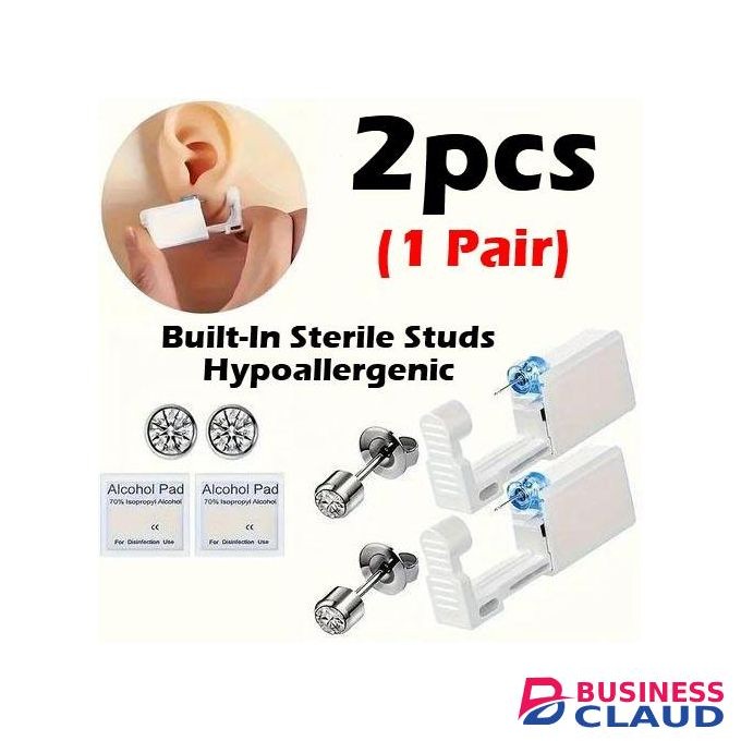 2 Pack Self Ear Piercing Gun No Pain Kit Earring Disposable Stud Gun Kit Sterile Tools for Nose Lip