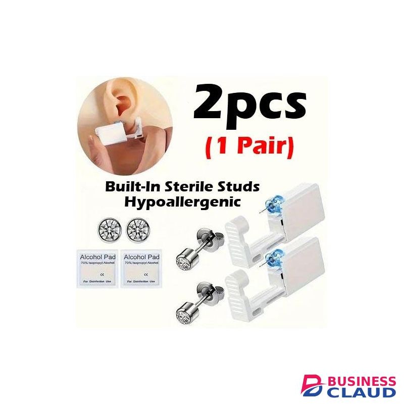 2 Pack Self Ear Piercing Gun No Pain Kit Earring Disposable Stud Gun Kit Sterile Tools for Nose Lip