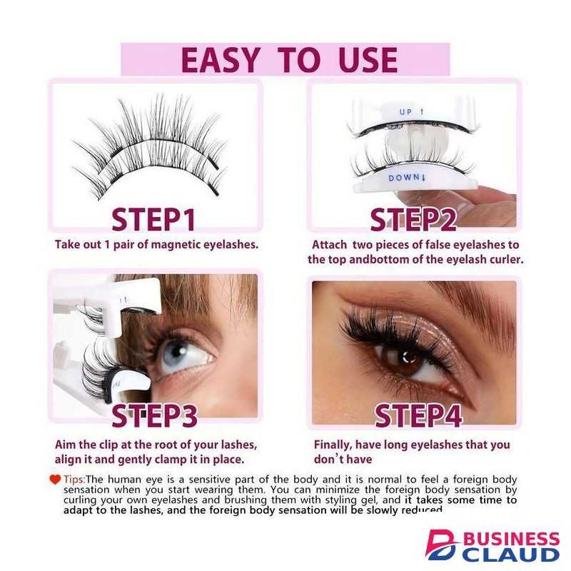 Magnetic Eyelash Kit - Reusable Glue-Free False Lashes with Applicator, Alcohol-Free Material,