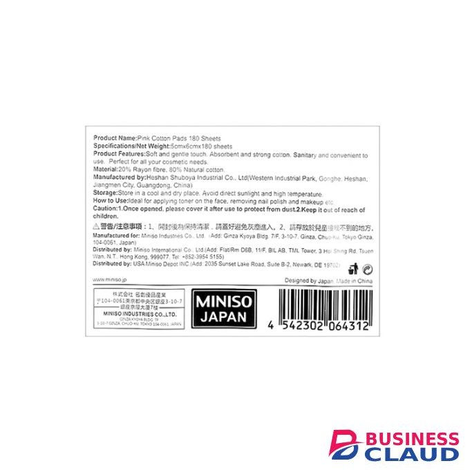 Miniso Natural Pink Cotton Pads 180 Sheets