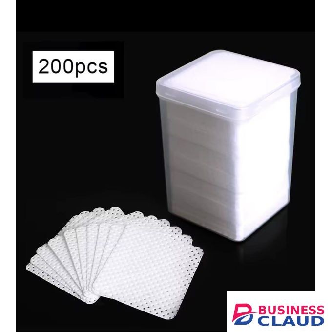 200 PCS Lash Extension Wipes, Lint-Free Non-Woven Removal Tool for Eyelash Extension Glue & Nail Polish Remover dry Wipes (White)
