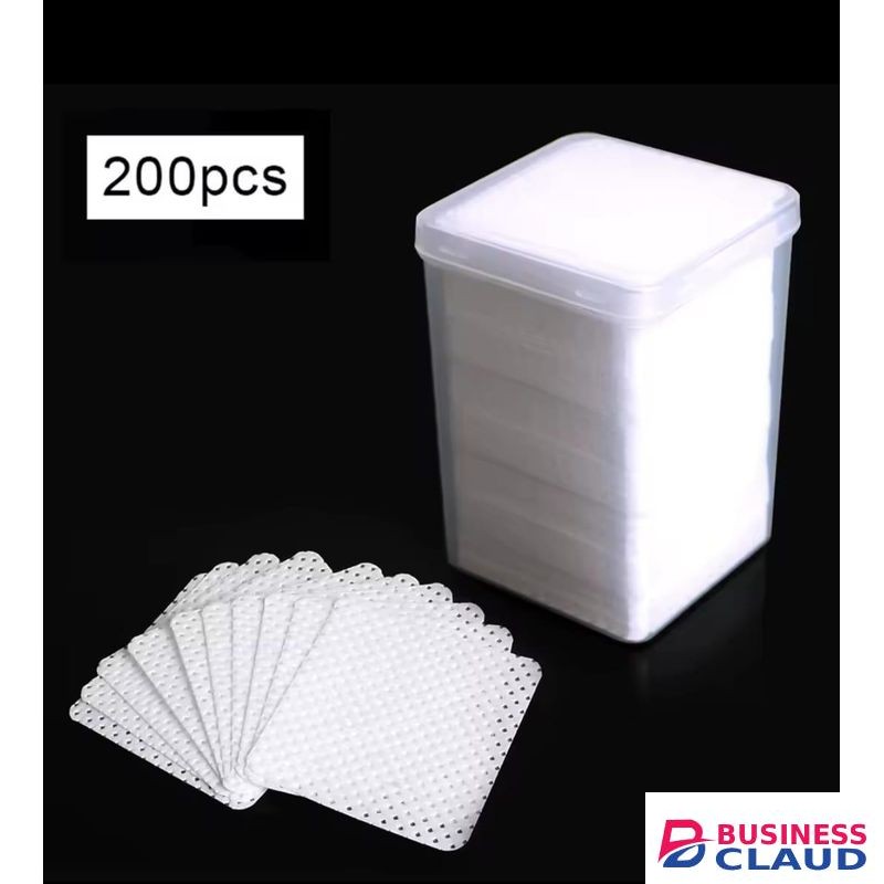 200 PCS Lash Extension Wipes, Lint-Free Non-Woven Removal Tool for Eyelash Extension Glue & Nail Polish Remover dry Wipes (White)