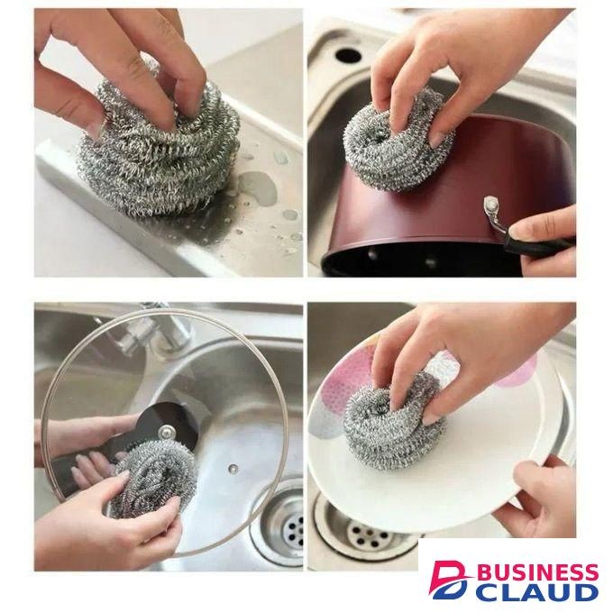 Staillon 6Pc Stainless Steel Wire Dish Scourer Cleaning Ball Kitchen Pan Pot Scrubber Brush