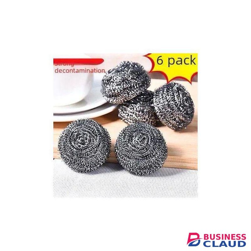Staillon 6Pc Stainless Steel Wire Dish Scourer Cleaning Ball Kitchen Pan Pot Scrubber Brush