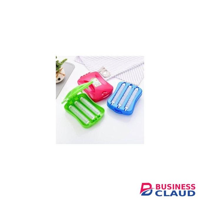 Plastic Handheld Carpet 4 Roller Cleaning Brush With Dust Crumb Collector For Carpets, Car Seats, Table Linen, Sofas Curtains, Mats Multicolor