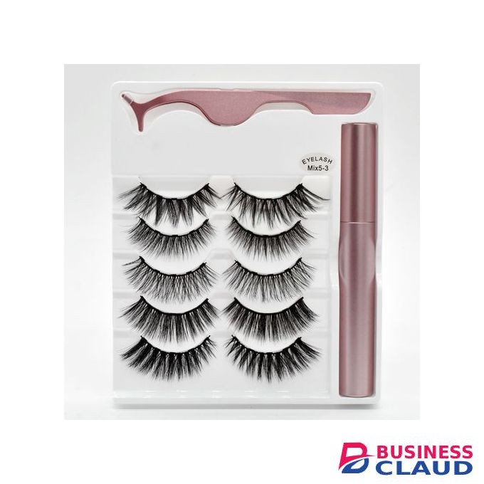Reusable Natural False Eyelashes Kit 5 Pairs
