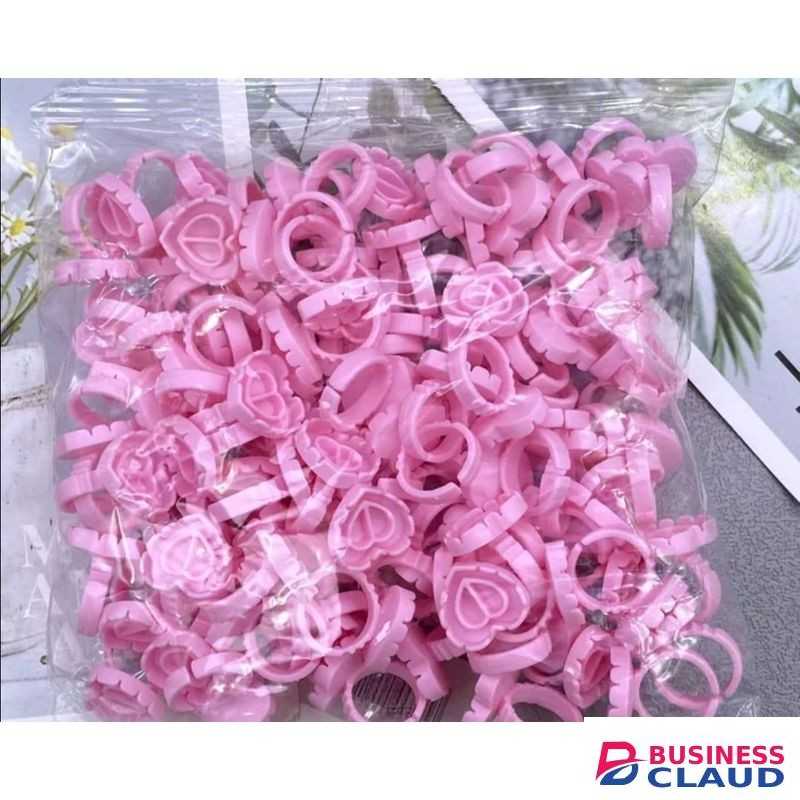 100PCS Glue Rings for Eyelash Extensions Lash Glue Rings Lovely Heart Glue Rings Eyelash Glue Holder Volume Fanning Cup for Lash Extension Supplies Available in pink,blue,gold,white