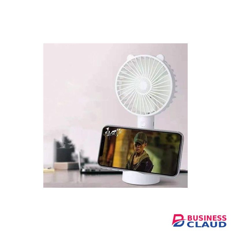 2 In 1 Rechargeable Hand Mini Fan Cooling Air+Phone Holder+Stand