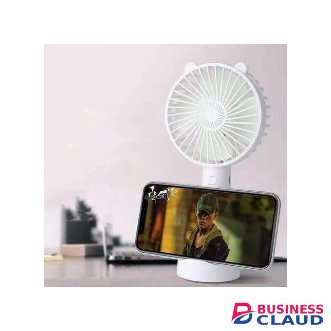2 In 1 Rechargeable Hand Mini Fan Cooling Air+Phone Holder+Stand