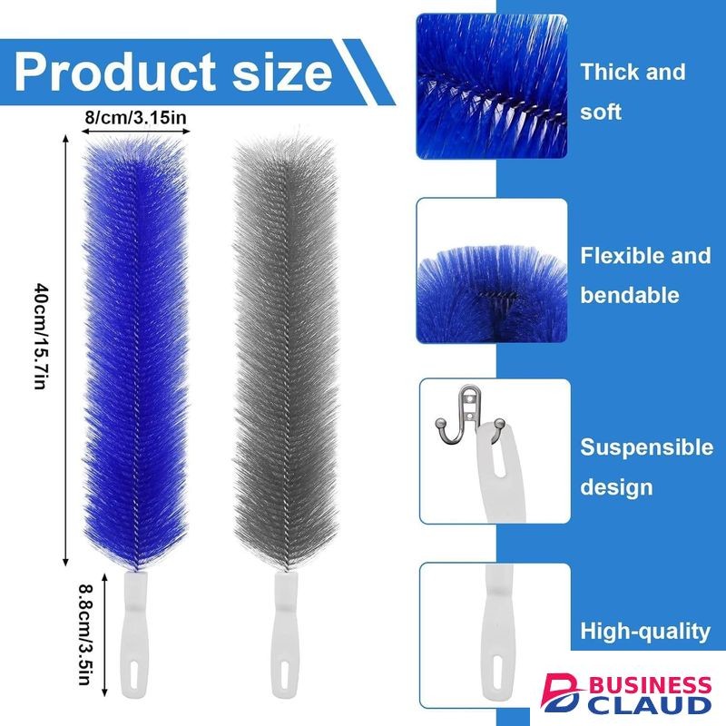 1Pc Cobweb Duster, Bendable Fan Duster, Plastic Fan Cleaner Brush,Microfiber Head Dusting Brush, Reusable Dust Remover for Air Conditioning Shutters,Ceiling Fan Blades,Air Vents, Curtains, Cars