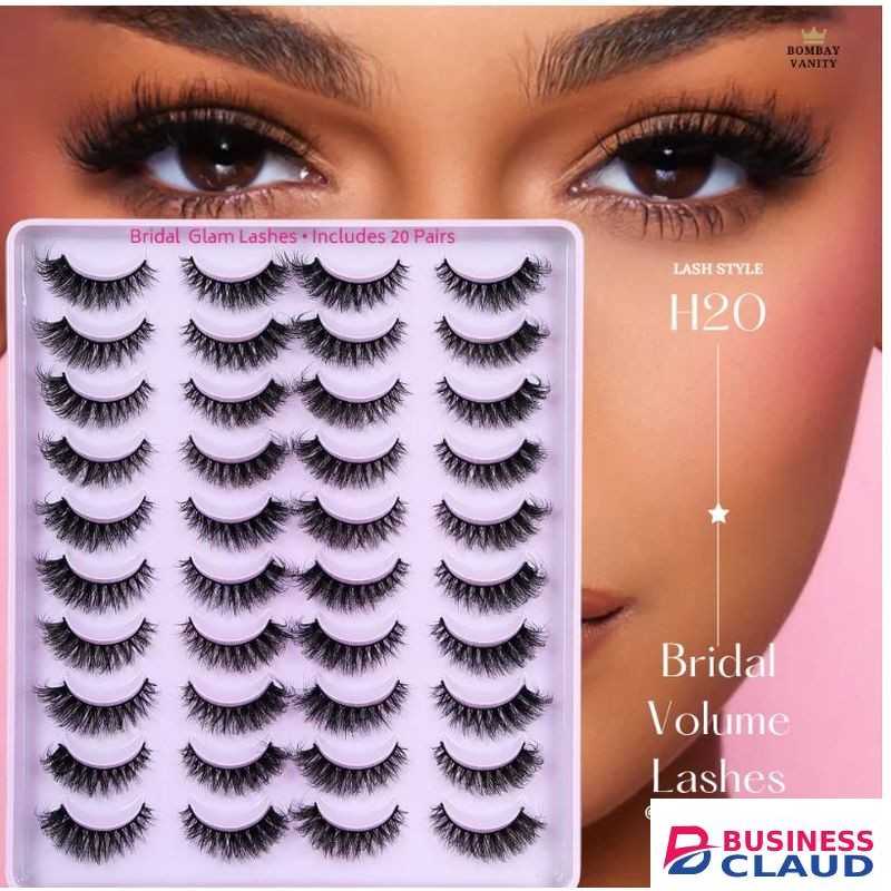 20 pairs 3d hybrid eyelashes different sizes, cat-eye lashes