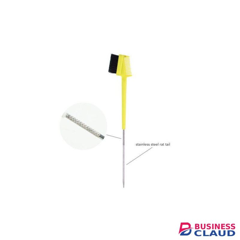 2in1 Eyebrow Brush/ Edge Brush And Comb For Make Up with Pin Tail - Yellow