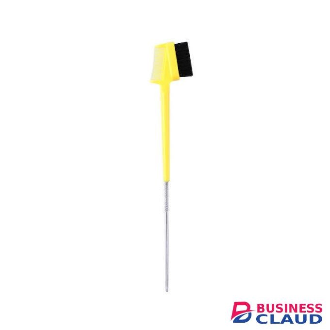 2in1 Eyebrow Brush/ Edge Brush And Comb For Make Up with Pin Tail - Yellow