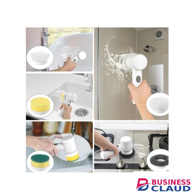 Multifunction 5 in 1 Electric Household Magic brush ABS Nylon Kitchen Bathtub for cleaning tub ,tile ,floor ,sink ,window ,kitchen window brush cleaner (white)