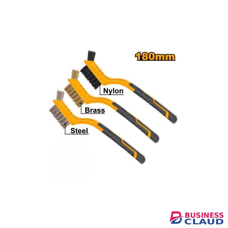 Ingco Brush Set 3PCS Abrasive Brush Set Wire Brush 3PCS Wire Brushes Steel Brush Brass Brush Nylon Brush.