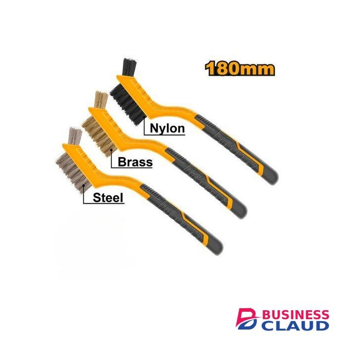 Ingco Brush Set 3PCS Abrasive Brush Set Wire Brush 3PCS Wire Brushes Steel Brush Brass Brush Nylon Brush.