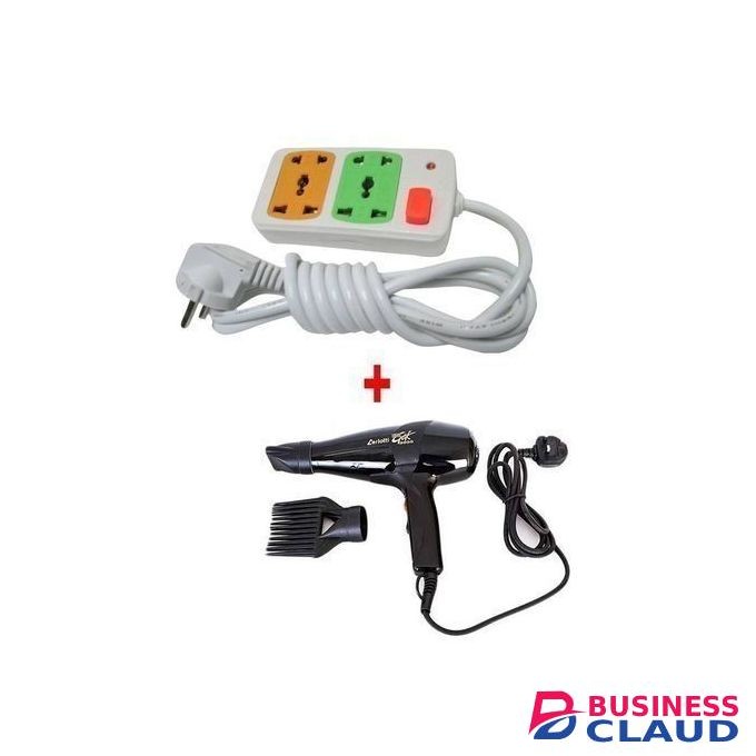 Ceriotti Hairdryer Plus FREE 2 -way Socket Extension Cable - Black