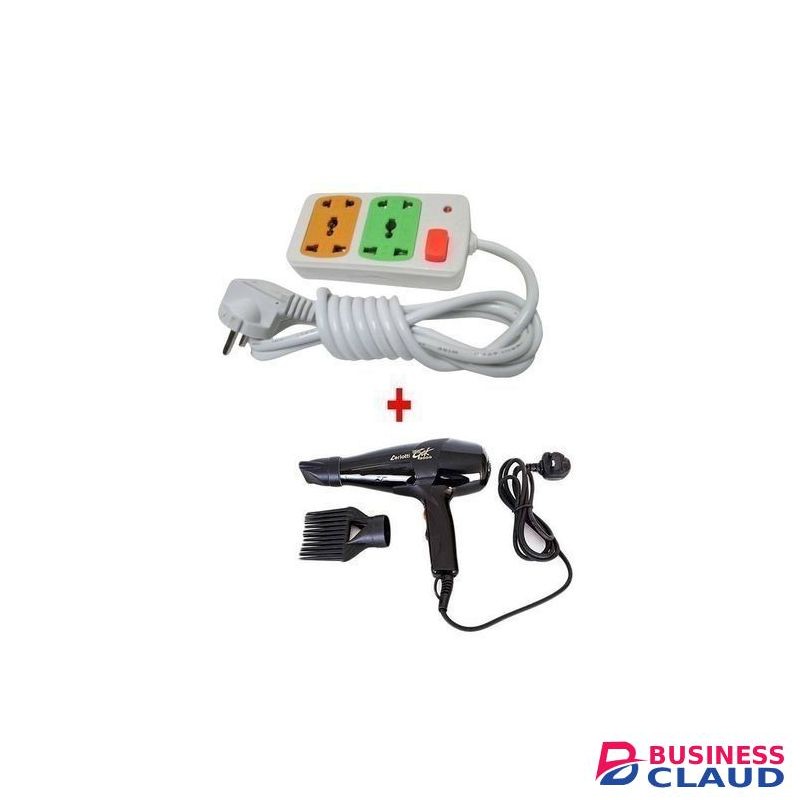Ceriotti Hairdryer Plus FREE 2 -way Socket Extension Cable - Black