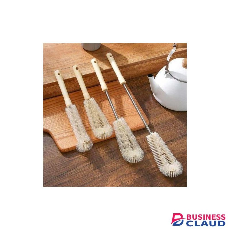4pcs Long Bottle Cleaning Brushes â€“ Wooden Handle Thermos & Narrow Neck Cleaner Set