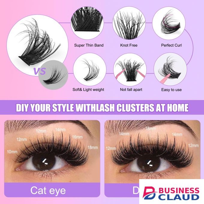 Fluffy Lash Clusters 60D+80D+100D Thick Eyelash Clusters D Curl Wispy Individual Lashes 10-18mm Cluster Eyelash Extensions 270pcs