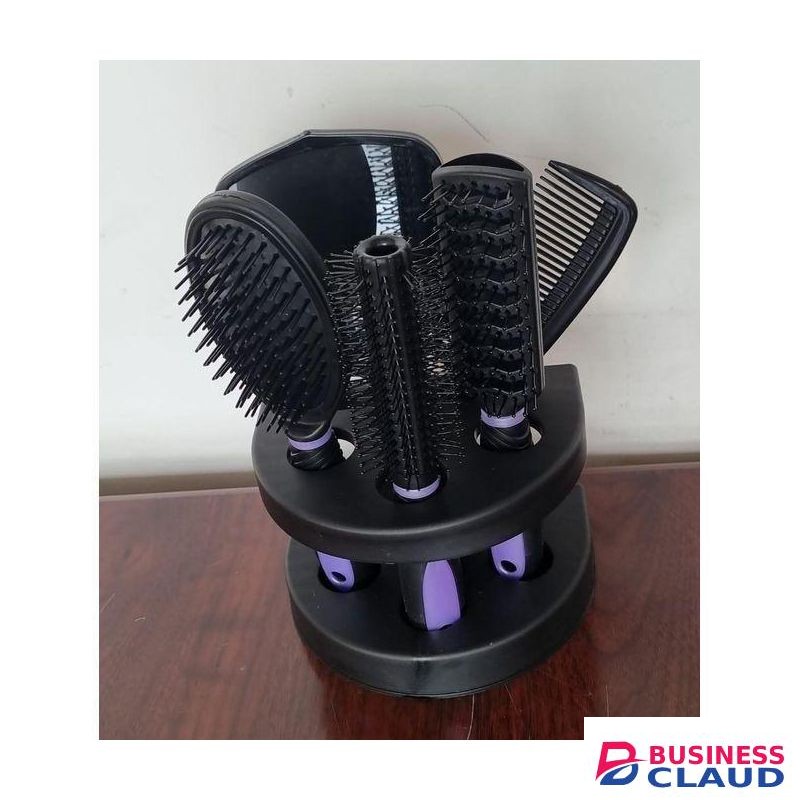 6 In 1 Women Salon Hair Styling Brush Massage Comb Detangling Brush Mirror Set With Stand Holder
