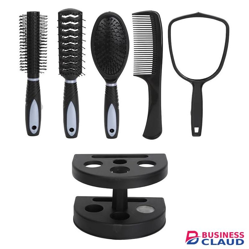5pcs Hair Styling Combs Set With Mirror Holder,Hair Combs Set Salon Hair Cutting Brushes Sets,Ergonomic Handle Hair Dressing Comb Kits For All Hair Style