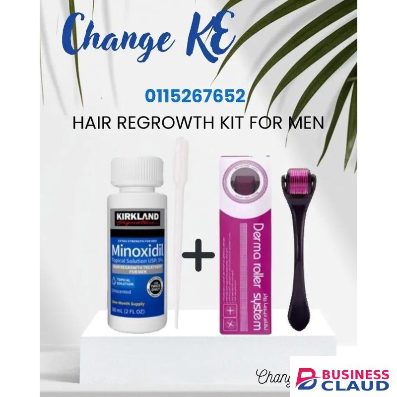 KIRKLAND Signature MINOXIDIL 5% + dermaroller 0.5mm beard / hair growth kit ,treat hair loss +baldness +regrow beards+ hairline ,antihairloss kit for faster results ALL NEW & IMPROVED AVOID FAKES