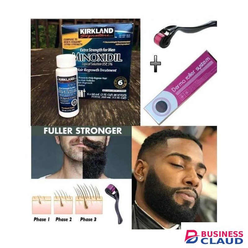 Kirkland Minoxidil 5% + Dermaroller 0.5mm Beard / Hair Growth Kit ,treat Hair Loss +baldness +regrow Beards+ Hairline ,anti Hairloss Kit For Faster Results