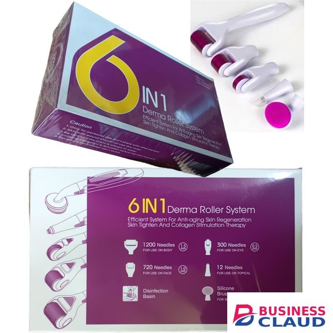 Derma Roller System 6 in 1 (1200 BODY Needles + 720 FACE Needles + 300 EYE Needles + Silicone BODY Brush) bc