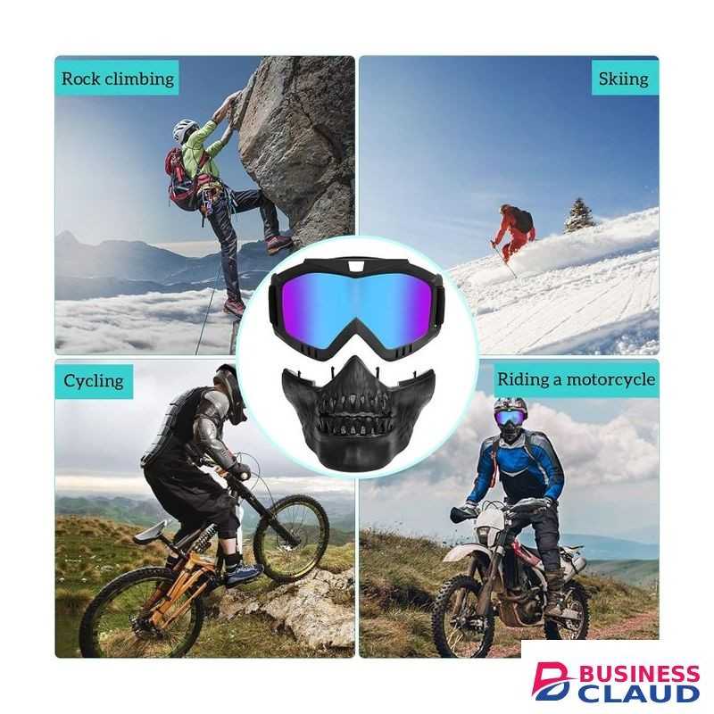 Skeleton Motorcycle Helmet Mask,Retro Harley Cycling Mirror-Racing-Disassembly-Sunglasses