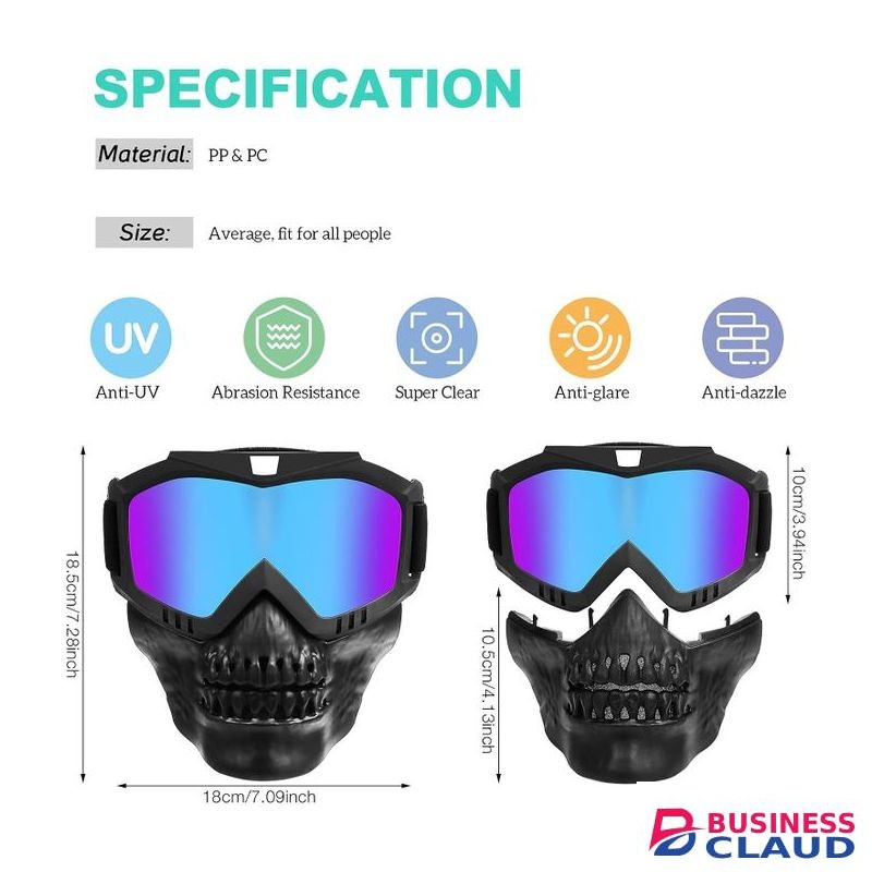 Skeleton Motorcycle Helmet Mask,Retro Harley Cycling Mirror-Racing-Disassembly-Sunglasses