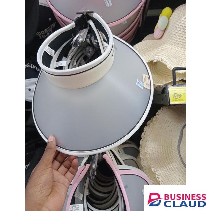 White Sun Visor Hat with Transparent Face Shield – Adjustable & Lightweight