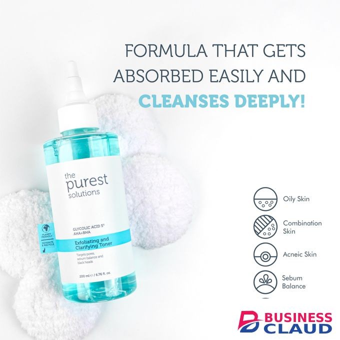 The Purest Solutions Exfoliating& Clarifying Toner Glycolic Acid%5 AHA+BHA 200ml