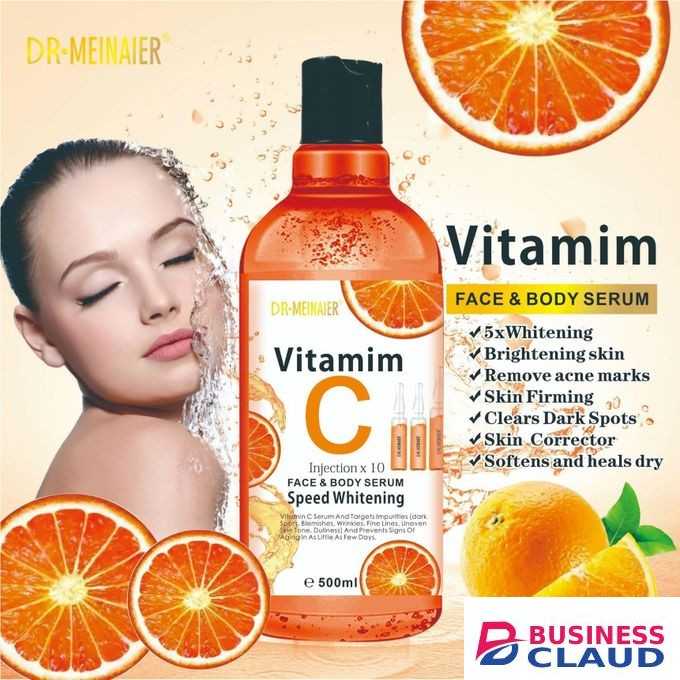 DR MEINAIER AHA FACE & BODY BRIGHTENING SERUM – For Skin Brightening, Tone Correction & Smooth Texture (With Vitamins C & E) – 500 ml