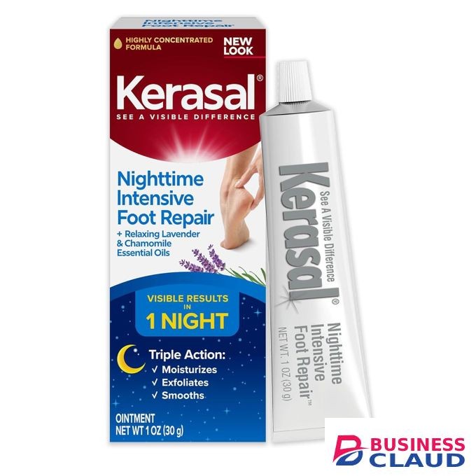 Kerasal Nighttime Intensive Foot Repair, Skin Healing Ointment for Cracked Heels and Dry Feet