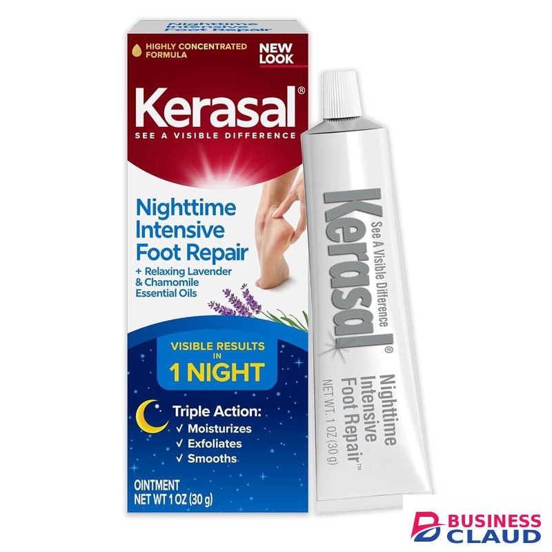 Kerasal Nighttime Intensive Foot Repair, Skin Healing Ointment for Cracked Heels and Dry Feet