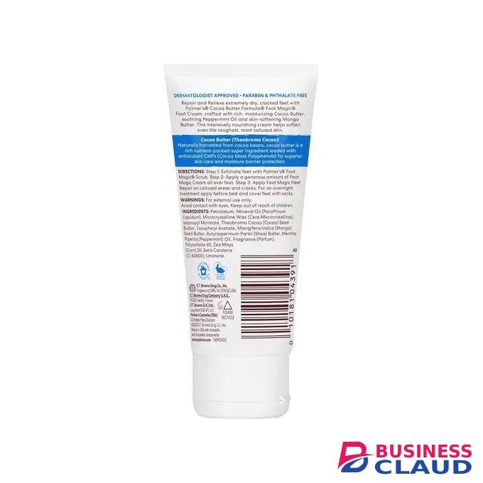 PALMER'S Cocoa Butter Formula Foot Magic Moisturizing Foot Cream for Dry, Cracked Heels, Feet Moisturizer with Peppermint Oil & Vitamin E