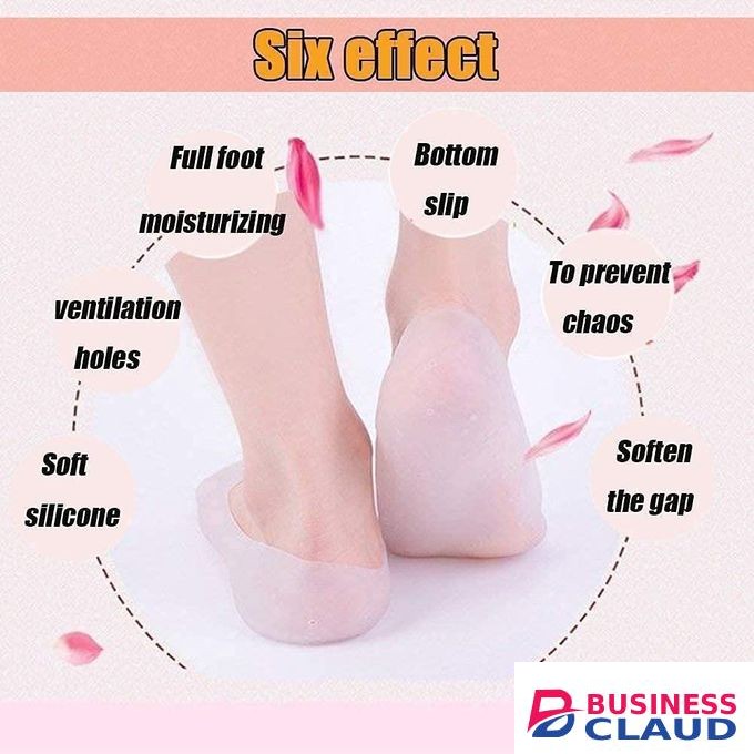 Anti-Crack Perforated Silicone Gel Moisturizing Foot Socks for Heel Repair, Pedicure, and Dry Cracked Skin Treatment - Nude/Skin Tone