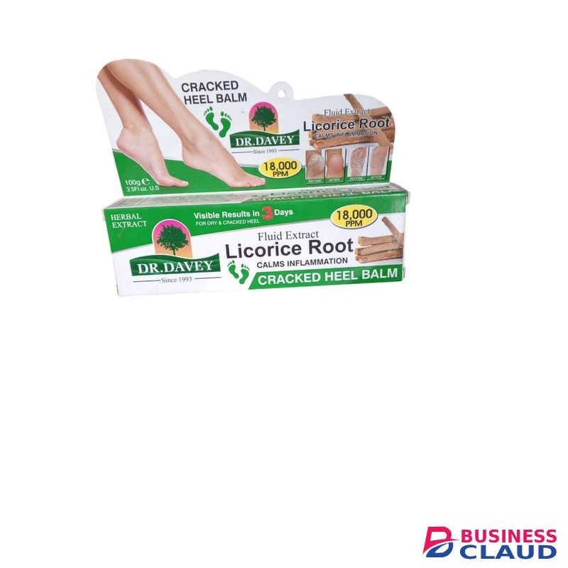 dr davey Licorice Root Cracked Heel Balm is a herbal foot cream that uses licorice extracts to heal, hydrate, and soften dry, cracked heels and feet.