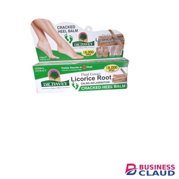 dr davey Licorice Root Cracked Heel Balm is a herbal foot cream that uses licorice extracts to heal, hydrate, and soften dry, cracked heels and feet.