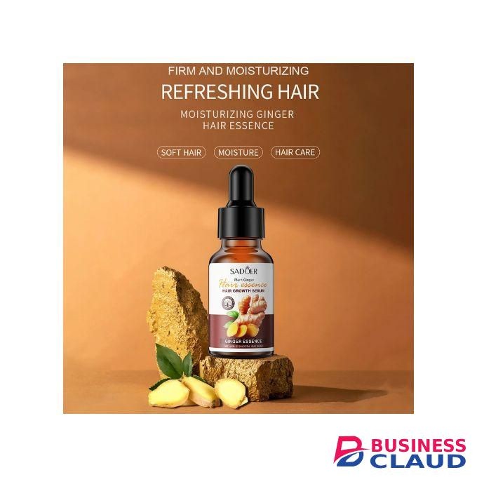 SADOER 2 Pcs Set Ginger Hair Growth Serum Essential Oil For Hair Loss Fast Hair Regrowth Moisturize & Nourishes Hair 30ml