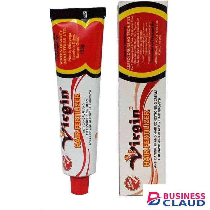 VIRGIN Hair Fertilizer Original Fast Hair Growth & Anti-Dandruff Cream – Strengthening Scalp Treatment for Hair Breakage, Itchy Scalp, Dryness & Thinning Hair – Herbal Repair Cream for Natural & Relaxed Hair – 125g