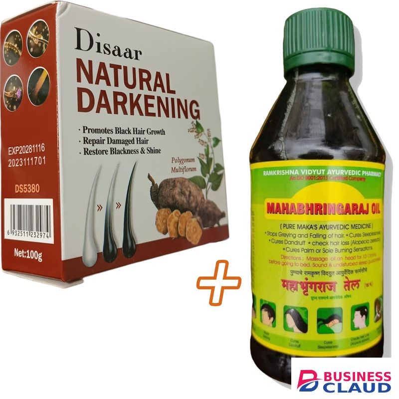 Disaar NATURAL DARKENING + MAHABHRINGARAJ OIL Black Hair Growth Damaged Hair Falling jm