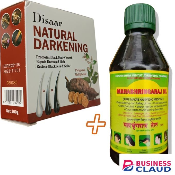 Disaar NATURAL DARKENING + MAHABHRINGARAJ OIL Black Hair Growth Damaged Hair Falling jm