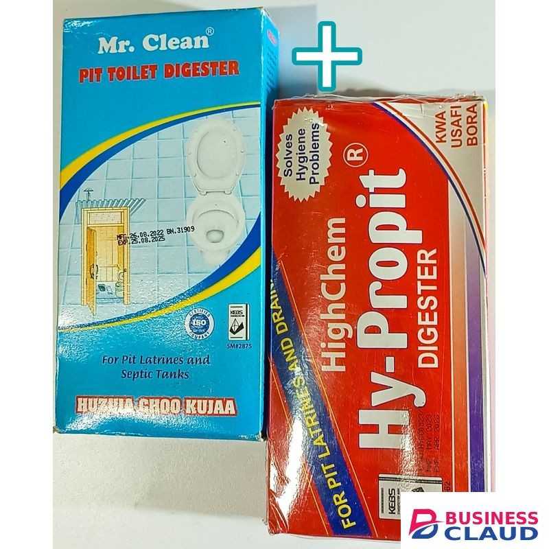 Mr Clean Pit Toilet + HighChem Hy-Propit Digesters PREVENTS FILLING REDUCES ODOURS LATRINES & SEPTIC TANKS BETTER HYGIENE jm