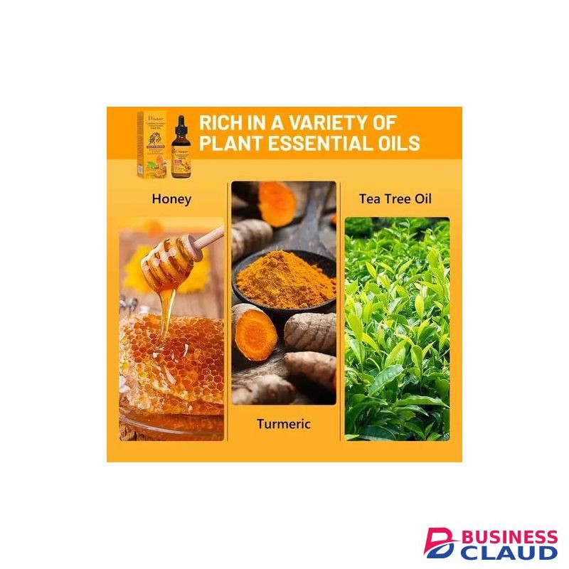 Disaar Turmeric & honey strengthening hair oil 60ml, moisturizes and lightens hair color, repairs damaged hair, leaves healthy, soft and shiny.