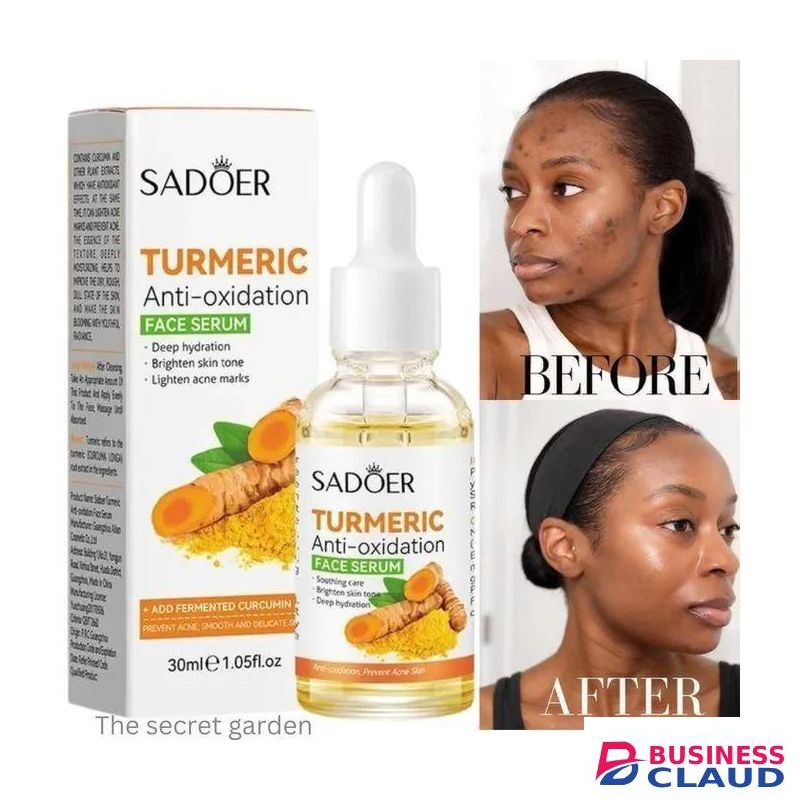 2pcs/Set Turmeric Soap + Turmeric Serum Darks Spots Blackheads Remover, Oil Control, Effective Acne Removal, Pore Shrinking and Skin Tone Brightening