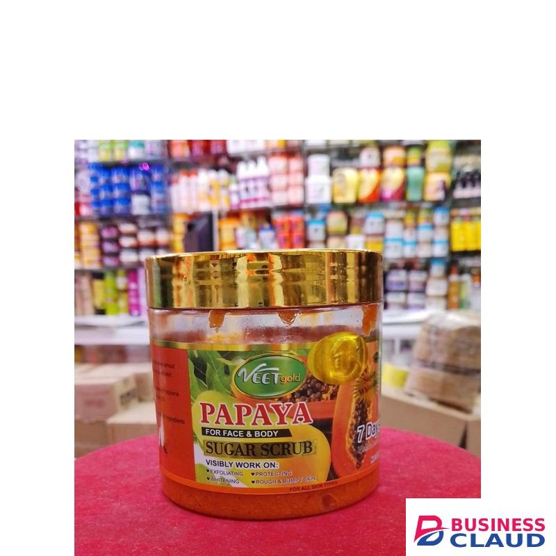 VEET GOLD Papaya Face & Body Sugar Scrub – Exfoliate, Brighten & Soften Skin