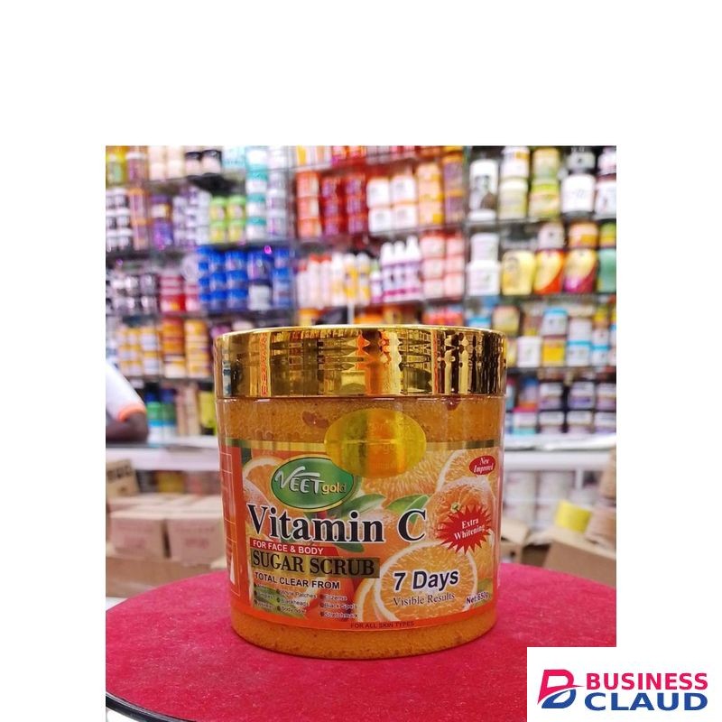VEET GOLD Vitamin C Face & Body Sugar Scrub – Brighten, Exfoliate & Glow